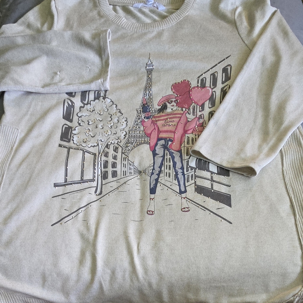 Parisian Graphic Beige Sweater